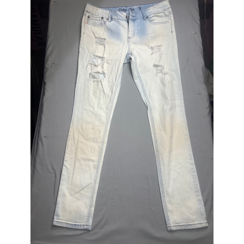 Indigo Rein Womens Size 13 Light Wash Distressed Low Rise Skinny Jeans Bleached